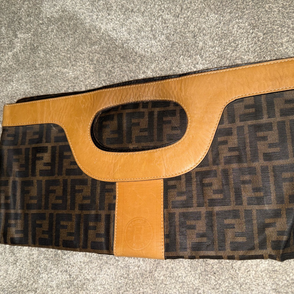 Fendi Vintage Foldover Zucca Tote/Clutch Bag